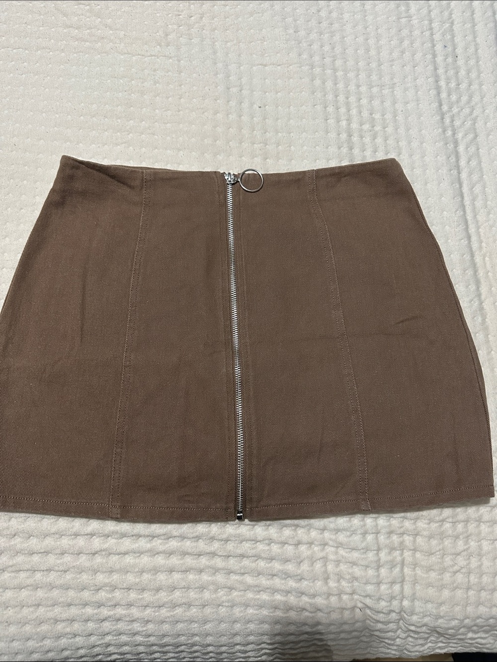 Chloe & Katie Chocolate Brown Front-Zip Mini Skirt